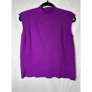 Worthington Women's Mock Neck Sleeveless Pullover Sweater, Size L Purple